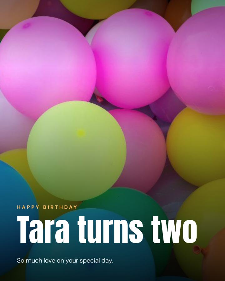 Midnight Happy Two Tara Birthday Post — editable birthday template