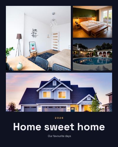 Midnight Home sweet home 4 Photo Collage template