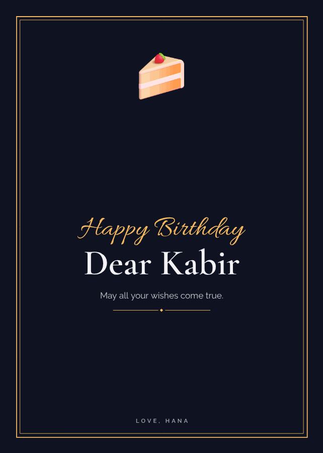 Midnight Kabir Birthday Wishes Card — editable birthday template