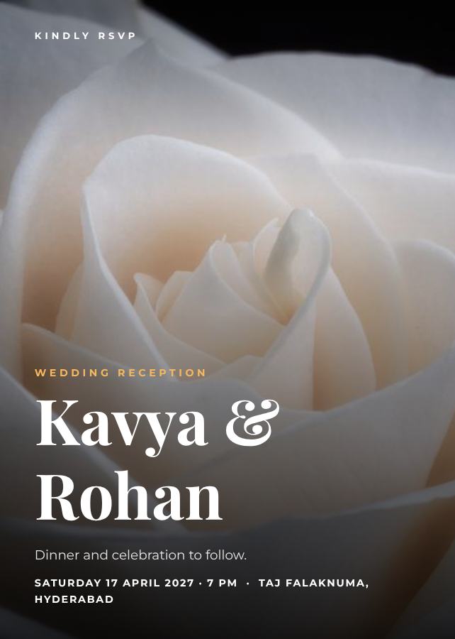 Midnight Kavya and Rohan Reception Invite — editable wedding template