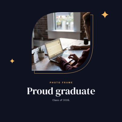 Midnight Leaf Frame Proud graduate template