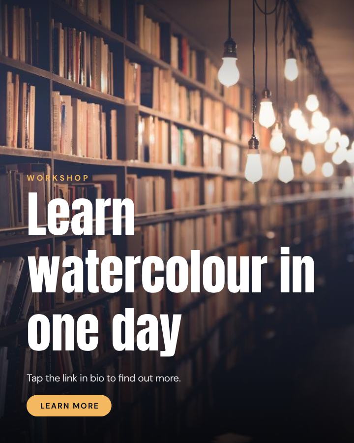 Midnight Learn watercolour in one day Announcement Post — editable social media template