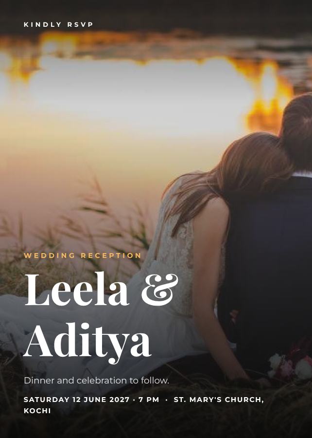 Midnight Leela and Aditya Reception Invite — editable wedding template