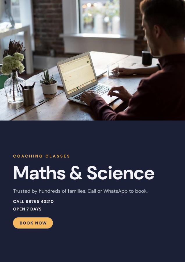 Midnight Maths & Science Coaching classes Flyer Simple — editable business template
