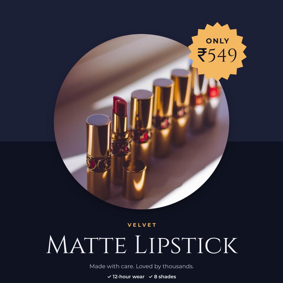 Midnight Matte Lipstick Product Ad — editable marketing template