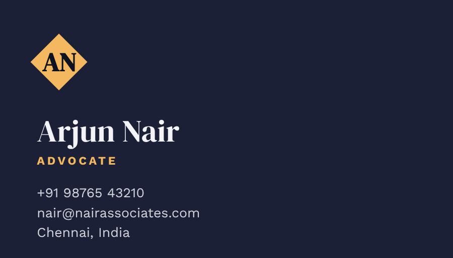 Midnight Nair & Associates Dark Business Card — editable business template