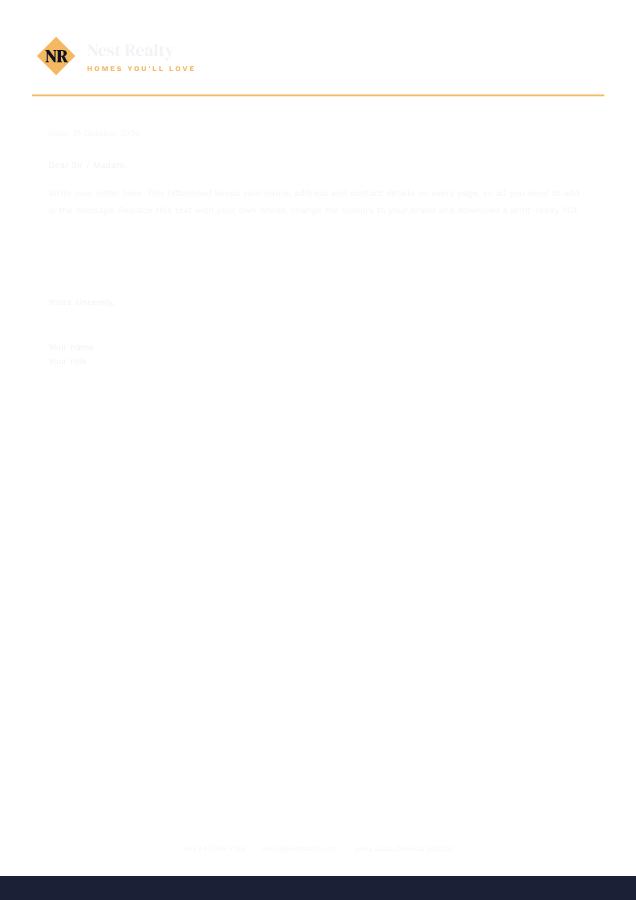 Midnight Nest Realty Minimal Letterhead — editable business template