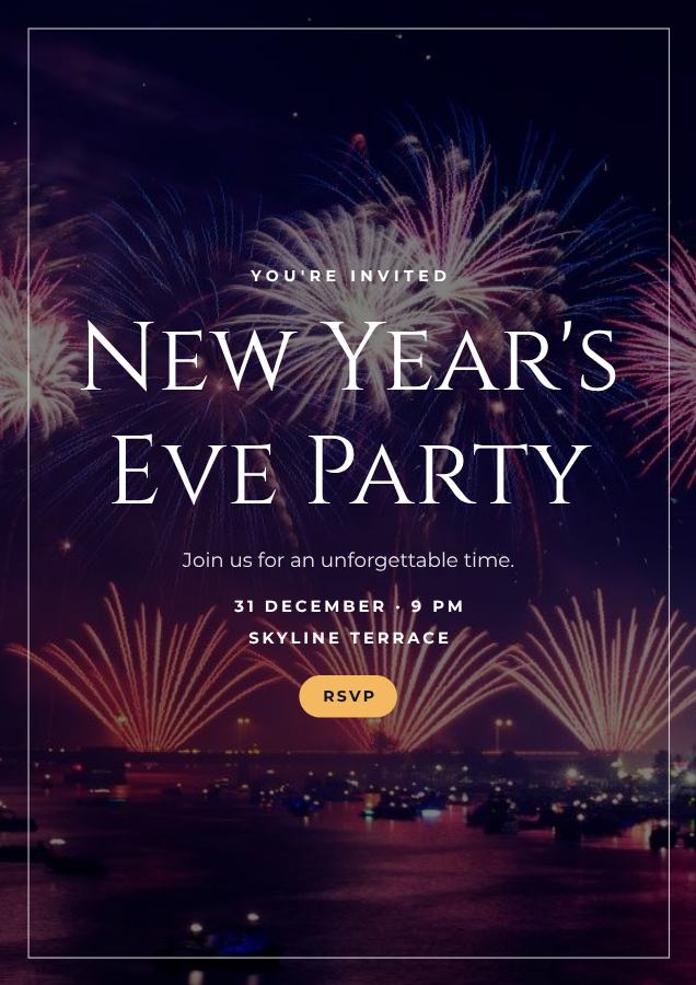 Midnight New Year's Eve Party Flyer — editable events template