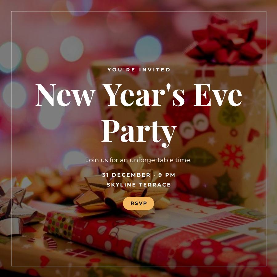 Midnight New Year's Eve Party Ticket — editable events template