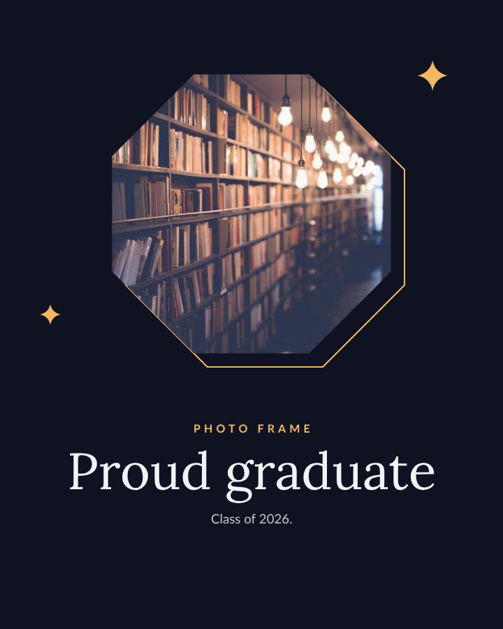 Midnight Octagon Frame Proud graduate — editable photo collage template