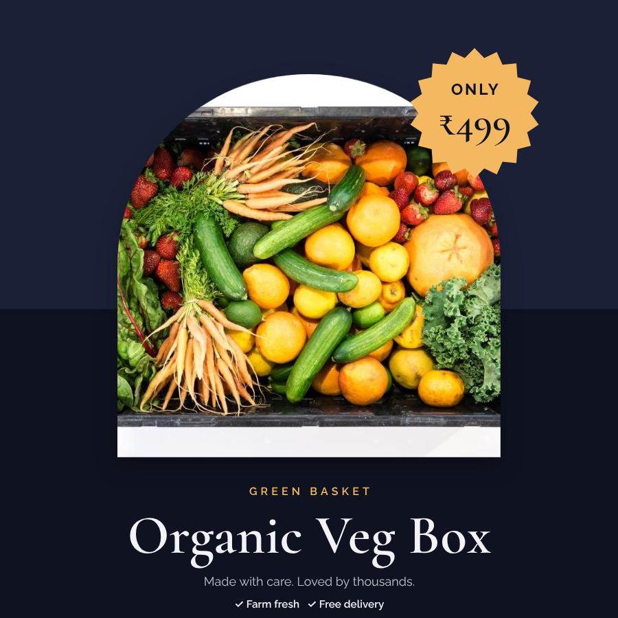 Midnight Organic Veg Box Product Ad — editable marketing template