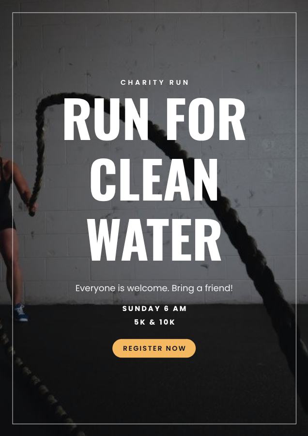Midnight Run for clean water Poster — editable marketing template