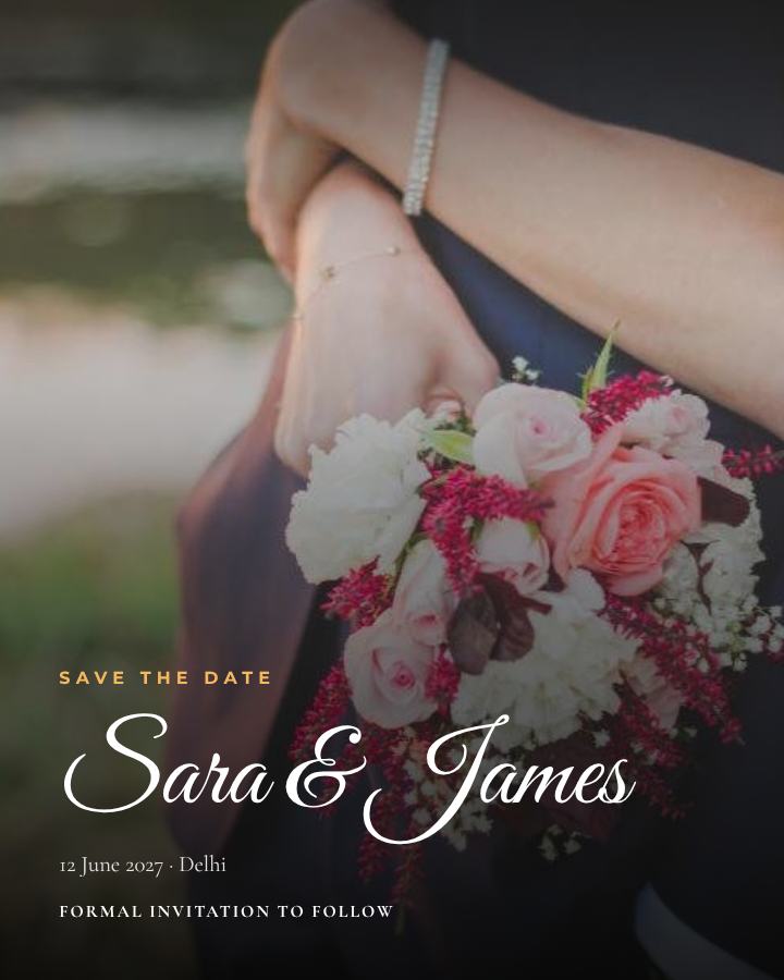 Midnight Sara and James Save the Date — editable wedding template