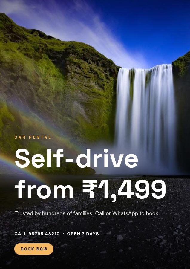 Midnight Self-drive from ₹1,499 Car rental Flyer Info — editable business template