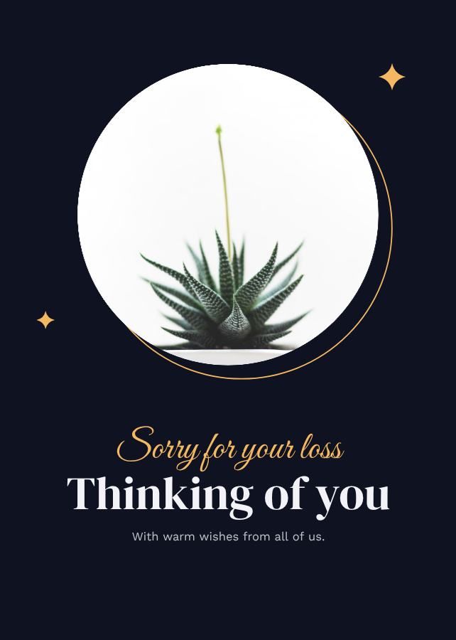 Midnight Sorry for your loss thinking of you Card VI — editable cards template