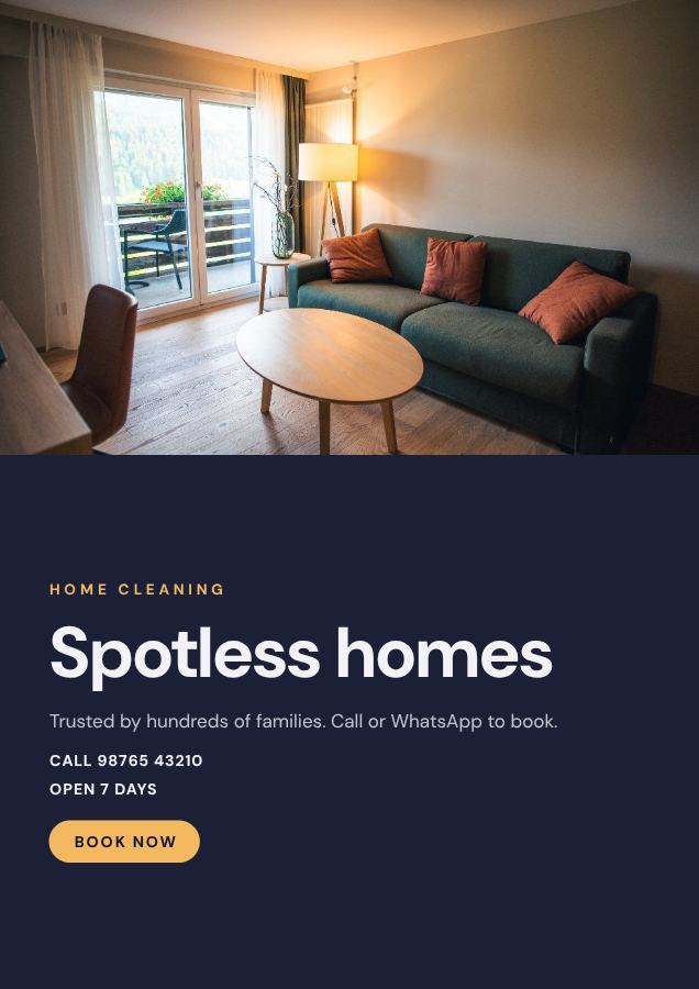 Midnight Spotless homes Home cleaning Flyer Simple — editable business template