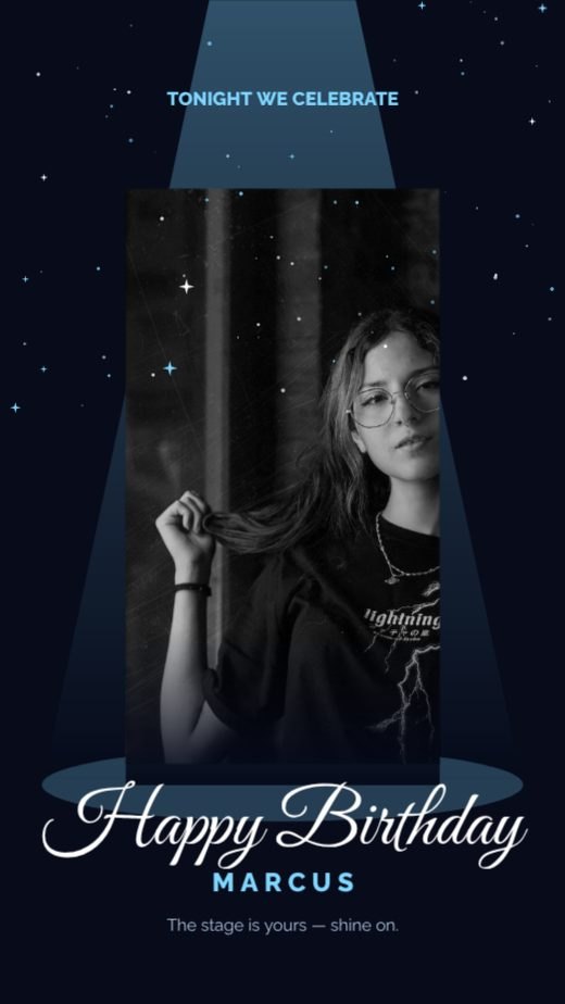 Midnight Spotlight Birthday Story template