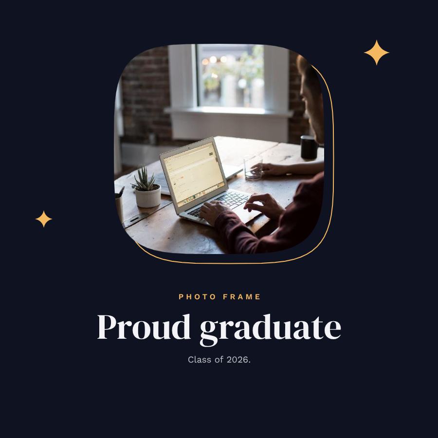Midnight Squircle Frame Proud graduate — editable photo collage template
