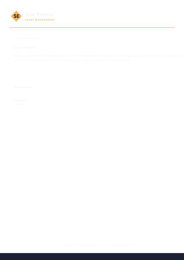 Midnight Star Events Minimal Letterhead — editable business template