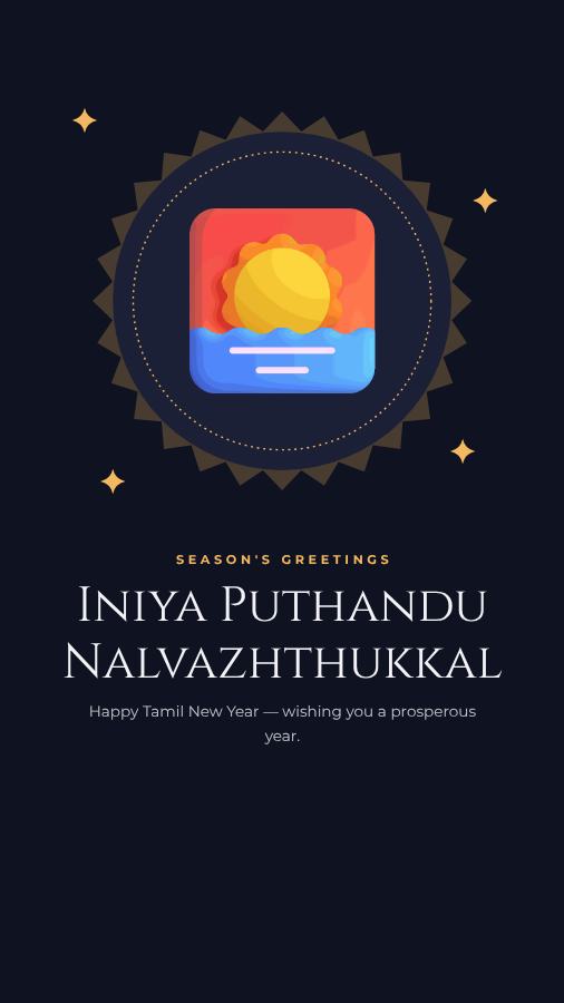 Midnight Tamil New Year Wishes Story — editable festivals template
