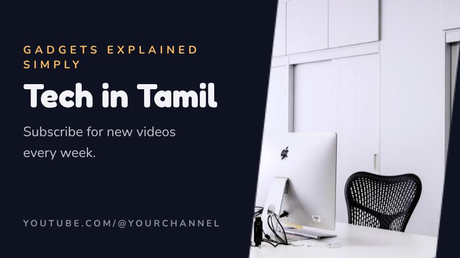 Midnight Tech in Tamil YouTube Channel Banner — editable social media template