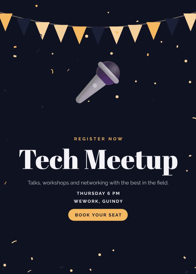 Midnight Tech Meetup Card — editable events template