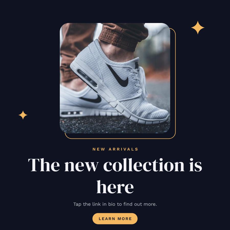 Midnight The new collection is here Announcement Post — editable social media template