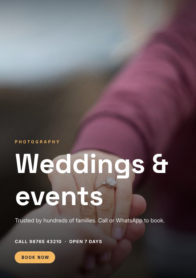 Midnight Weddings & events Photography Flyer Promo — editable business template