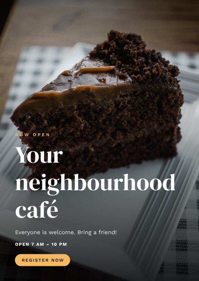 Midnight Your neighbourhood café Poster — editable marketing template