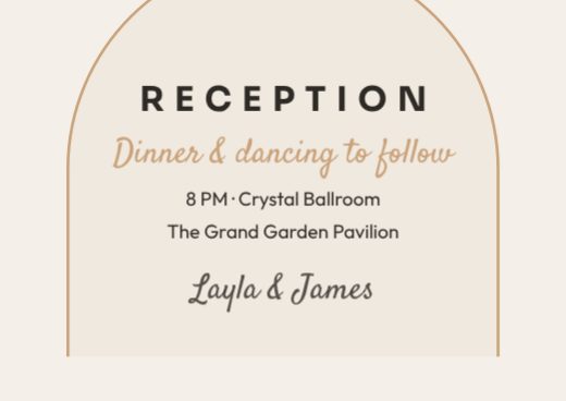 Minimal Arch Reception Card template