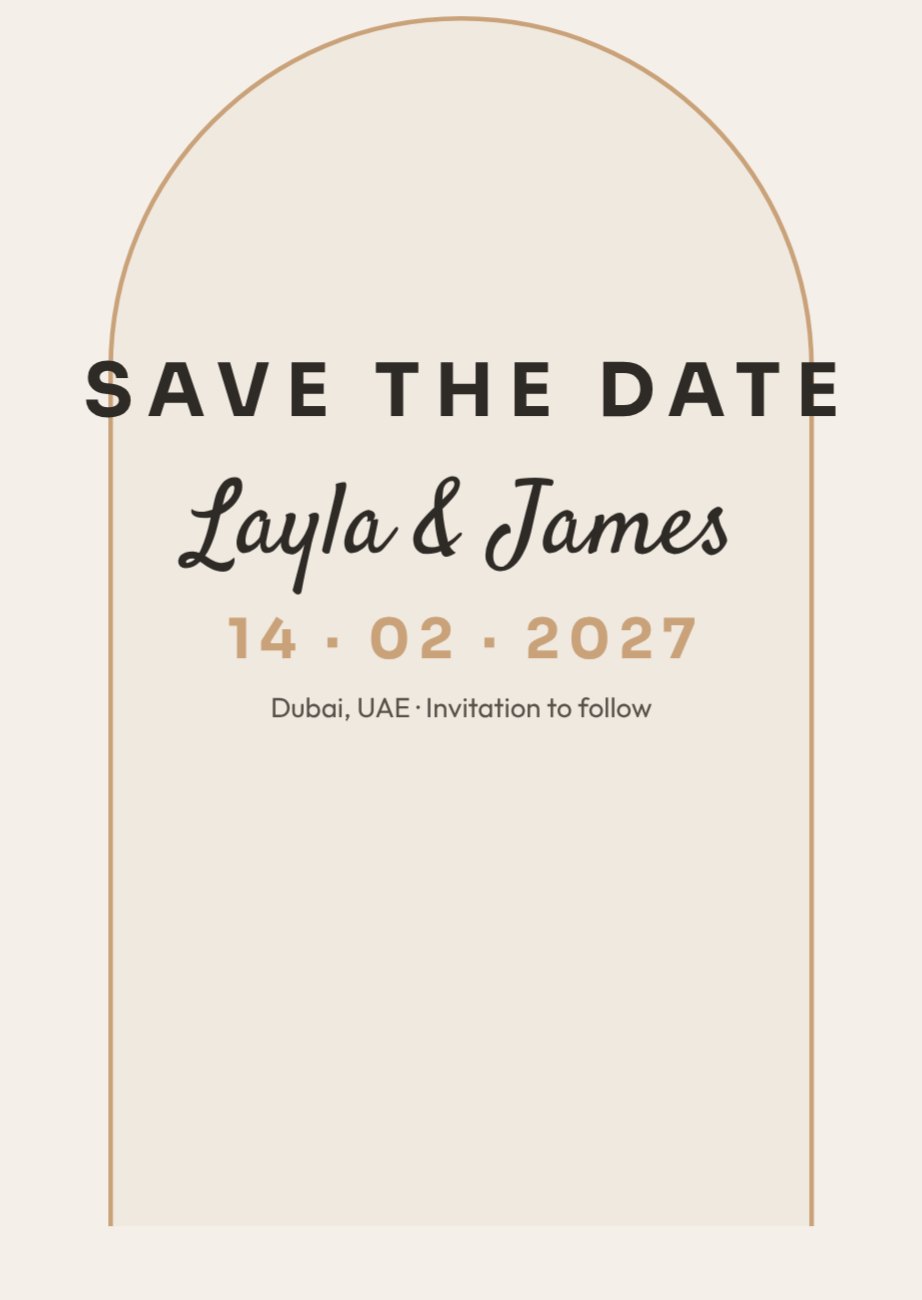 Minimal Arch Save the Date — editable wedding template