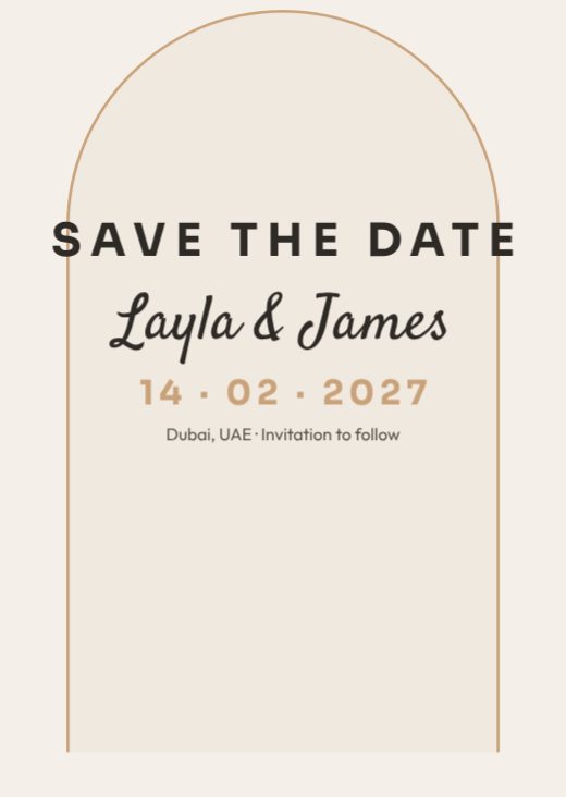 Minimal Arch Save the Date template