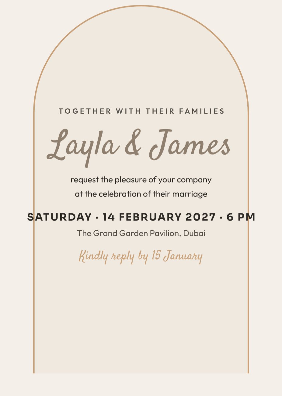 Minimal Arch Wedding Invitation — editable wedding template