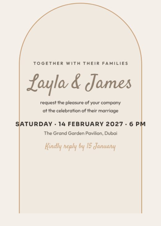 Minimal Arch Wedding Invitation template