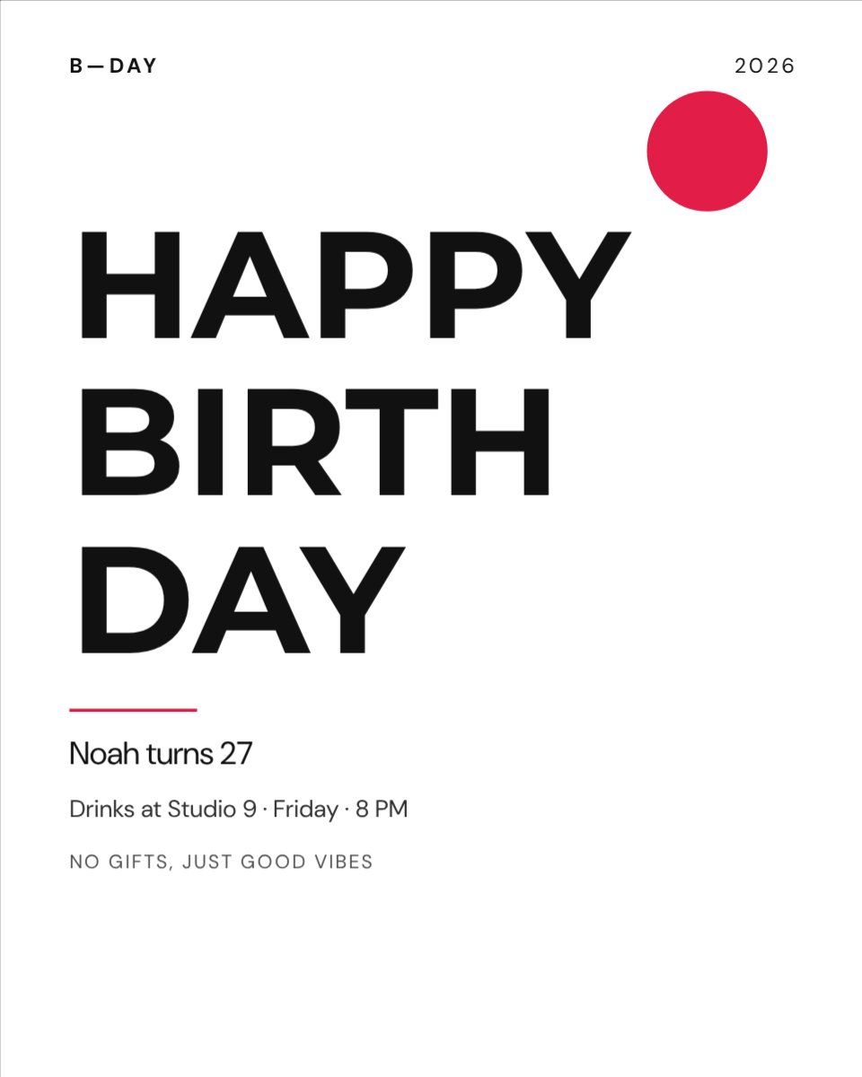 Minimal Birthday Type — editable birthday template