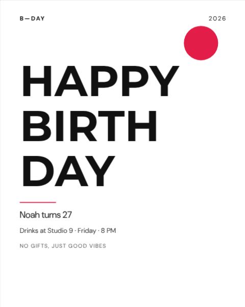 Minimal Birthday Type template