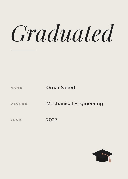 Minimal Graduate Announcement
