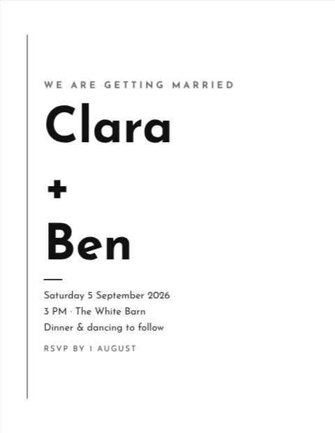 Minimal Wedding Type template