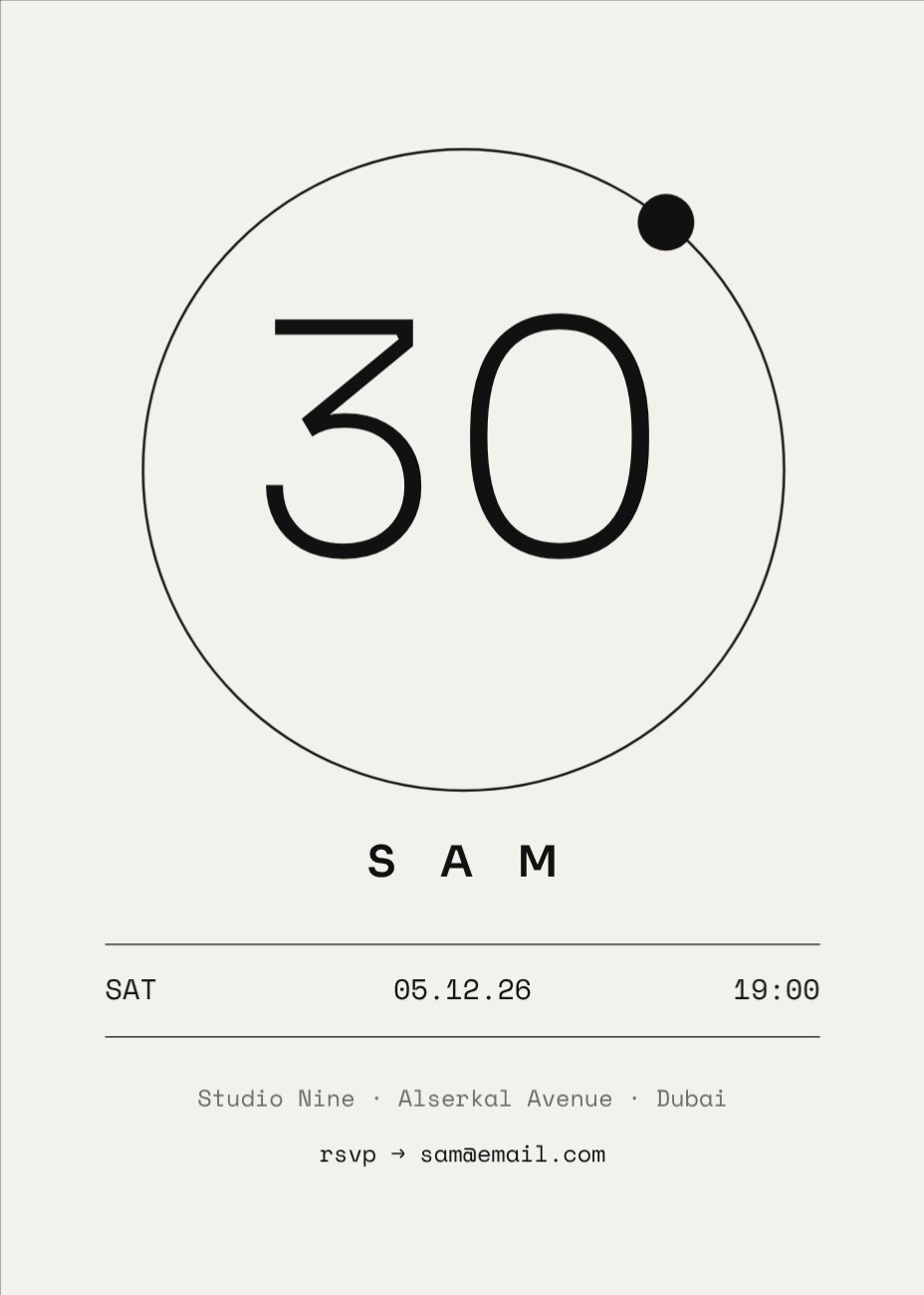 Minimalist Line Birthday Invitation — editable birthday template