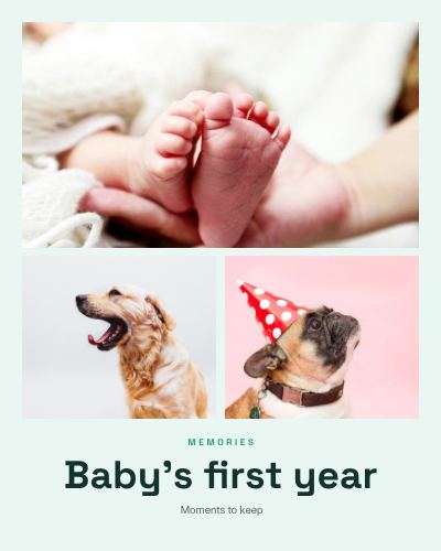 Mint Baby's first year 3 Photo Collage template