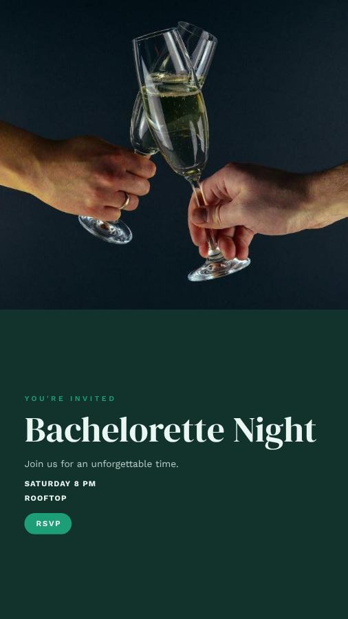 Mint Bachelorette Night Story — editable events template