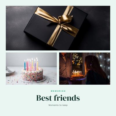 Mint Best friends 3 Photo Collage template