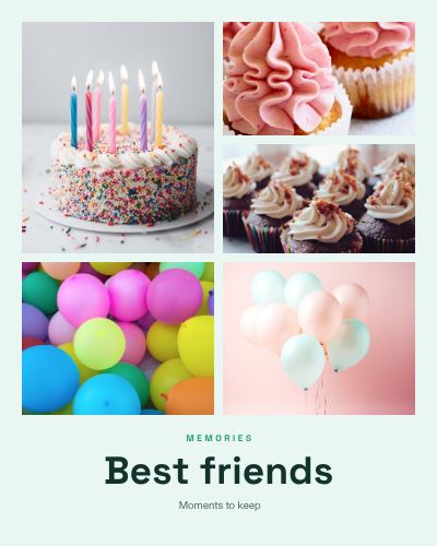 Mint Best friends 5 Photo Collage template