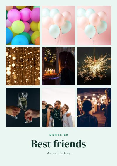 Mint Best friends 9 Photo Collage template