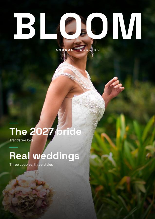 Mint BLOOM Wedding Magazine Cover Annual — editable marketing template