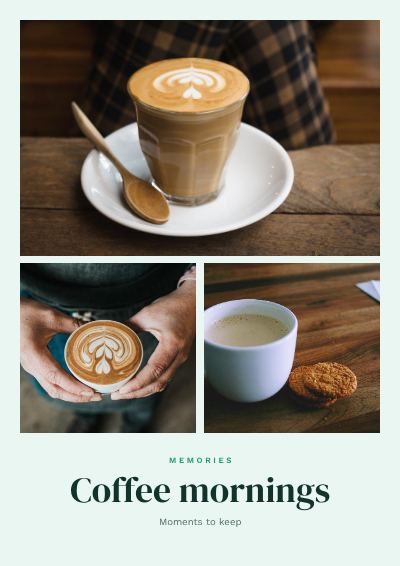 Mint Coffee mornings 3 Photo Collage template