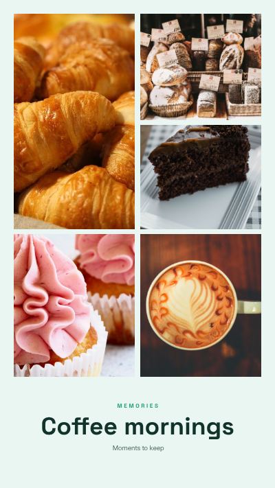 Mint Coffee mornings 5 Photo Collage template