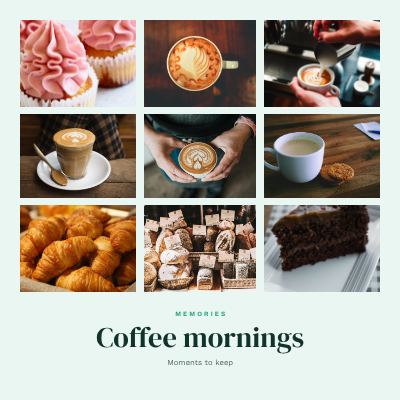 Mint Coffee mornings 9 Photo Collage template