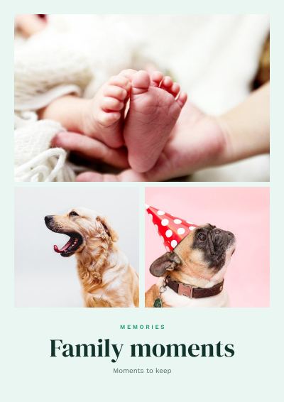 Mint Family moments 3 Photo Collage template