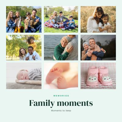 Mint Family moments 9 Photo Collage template